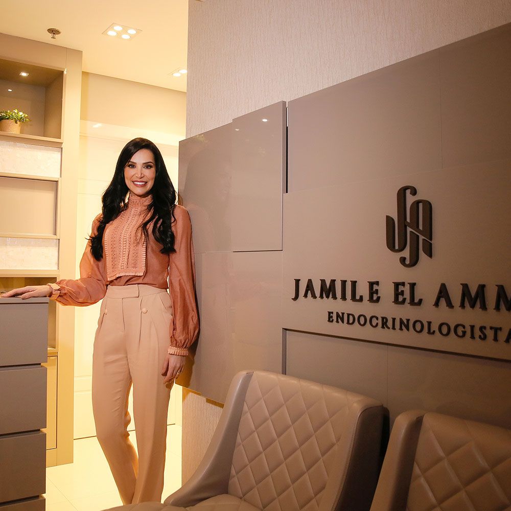Recepção do consultório de endocrinologia da Dra. Jamile El Ammar no Medplex Santana, Porto Alegre